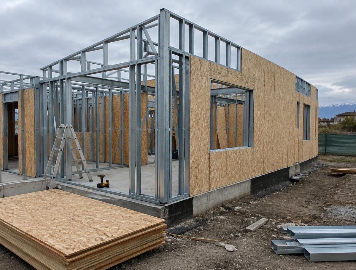 Cerramiento de muros en steel framing con placas OSB.
